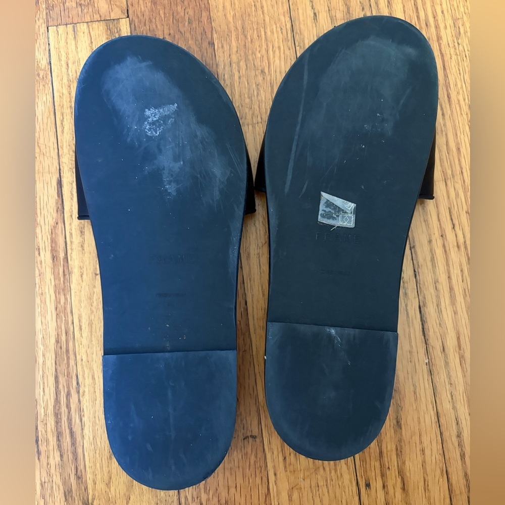 FRAME - Le Osborne Leather Slides Sandals - Picture 4 of 4